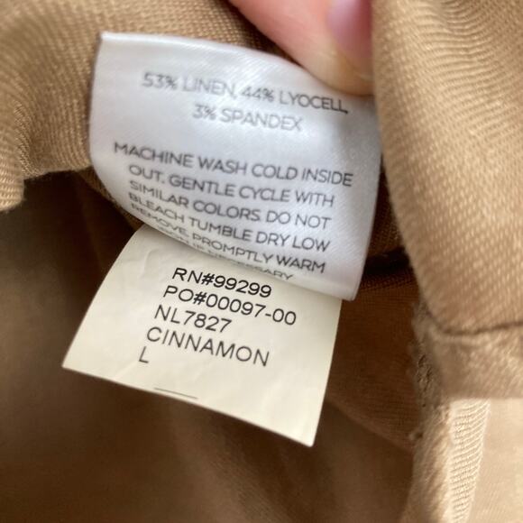 Level99 Evereve Womens L Tan Crop Linen Blend Utility Shacket Chore Fall Ranch - Picture 11 of 11